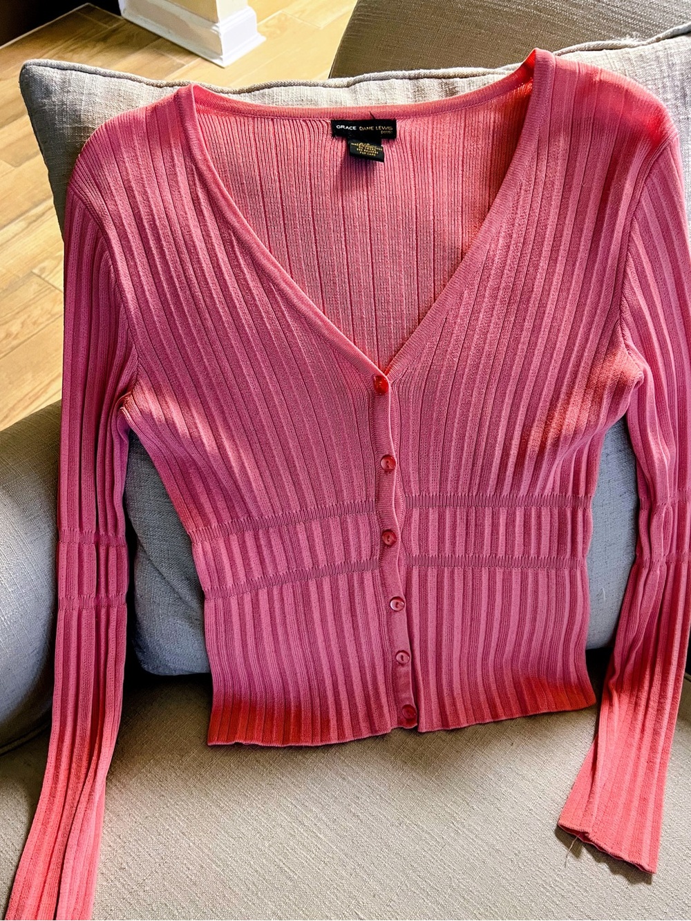 Grace Dane Lewis petite Pink Ribbed V-Neck Sweater Size P/P Like New